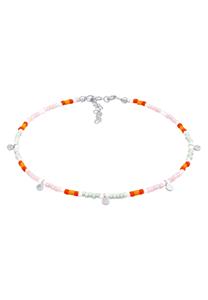 Elli Dames Enkelband Plaat Hanger Kralen Veelkleurig in 925 Sterling Zilver