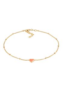 Elli Dames Enkelbandje Hart Hanger Tijdloos met Emaille in 925 Sterling Zilver Verguld