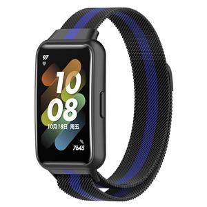 Strap-it Huawei Band 7 Milanese band (zwart/blauw)