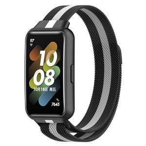 Strap-it Huawei Band 7 Milanese band (zwart/wit)