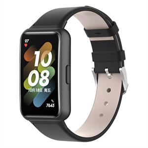 Strap-it Huawei band 7 leren bandje (zwart)