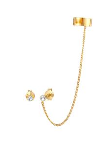 Elli Dames oorklem rond met kristallen in 925 sterling zilver