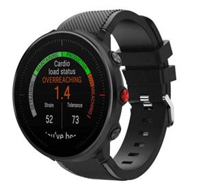 Strap-it Polar Vantage M twill siliconen band (zwart)
