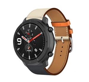 Strap-it Xiaomi Amazfit GTR leren bandje (wit/donkerblauw)