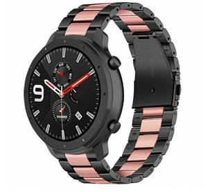 Strap-it Xiaomi Amazfit GTR stalen band (zwart/roze)