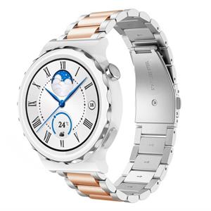 Strap-it Huawei Watch GT 3 Pro 43mm stalen band (zilver/rosé goud)
