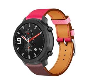 Strap-it Xiaomi Amazfit GTR leren bandje (knalroze/roodbruin)