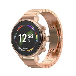 Strap-it Fossil Gen 6  (42mm) metalen band (rosé goud)