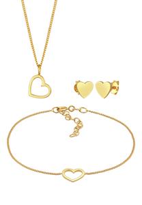 Elli, Schmuckset Herz Liebe Cut Out Trend Valentinstag 925 Silber in gold, Schmuck für Damen