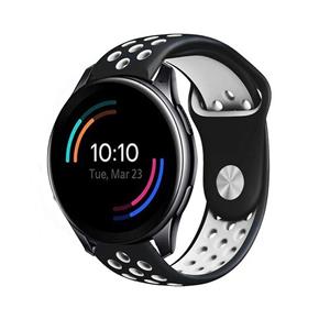 Strap-it OnePlus Watch sport band (zwart/wit)
