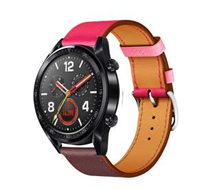 Strap-it Huawei Watch GT leren band (knalroze/roodbruin)