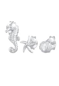 Elli Dames Oorbellen Set Zeesterren Schelp Zeepaard Zomerstrand in 925 Sterling Zilver