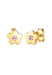 Elli, Ohrringe Kinder Blume  Kristalle 925 Silber in rosa, Schmuck für Accessoires