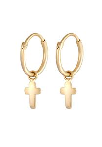 Elli Dames Creolen Hangers Kruis Religie van 925 Sterling Zilver