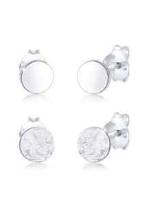 Elli Dames Oorbellen Set van 2 Matglanzende Ronde Classic in 925 Sterling Zilver