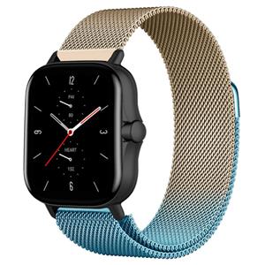 Strap-it Amazfit GTS 2 Milanese band (blauw/goud)