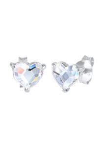 Elli, Ohrringe Herz Stecker Kristalle 925 Silber in silber, Schmuck für Damen