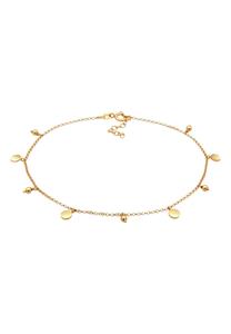 Elli, Fußschmuck Plättchen Kugel Boho Style 925 Silber in gold,  für Damen