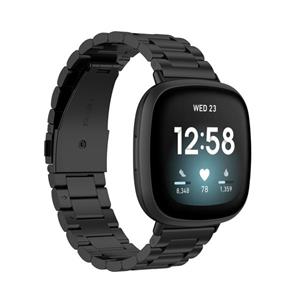 Strap-it Fitbit Versa 4 stalen bandje (zwart)