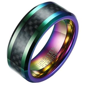 Mendes Wolfraam heren ring Carbon Fiber Multicolor Zwart 8mm-21mm