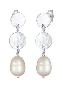 Elli PREMIUM Dames Druppel Barok Gehamerd met zoetwater gekweekte parels in 925 Sterling Zilver