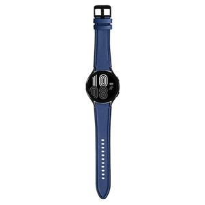 Strap-it Samsung Galaxy Watch 5 - 44mm hybrid leren bandje (donkerblauw)