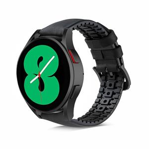 Strap-it Samsung Galaxy Watch 5 Pro - 46mm siliconen / leren bandje  (zwart)