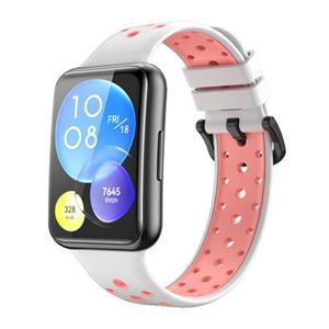 Strap-it Huawei Watch Fit 2 sport bandje (wit/roze)
