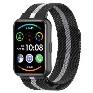 Strap-it Huawei Watch Fit 2 Milanese band (zwart/zilver)