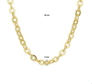 Zilgold Ketting  Ankerschakel geelgoud-zilveren kern 5 mm 45 cm