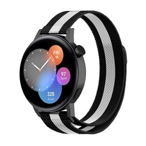 Strap-it Huawei Watch GT 3 42mm Milanese band (zwart/wit)