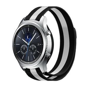 Strap-it Samsung Gear S3 Milanese band (zwart/wit)