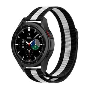 Strap-it Samsung Galaxy Watch 4 Classic 46mm Milanese band (zwart/wit)