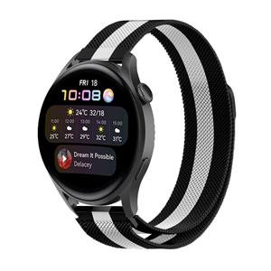 Strap-it Huawei Watch 3 (Pro) Milanese band (zwart/wit)