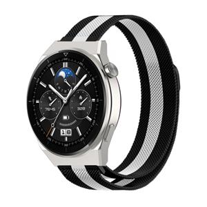 Strap-it Huawei Watch GT 3 Pro 46mm Milanese band (zwart/wit)