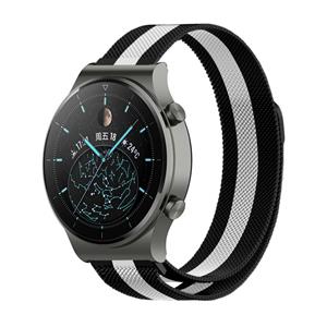 Strap-it Huawei Watch GT 2 Pro Milanese band (zwart/wit)