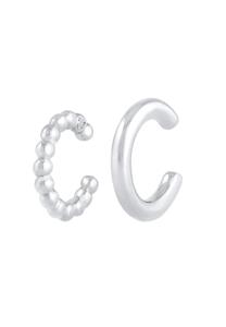 Elli Dames Earcuff Set van 2 Basic Minimalistische Balletjes in 925 Sterling Zilver