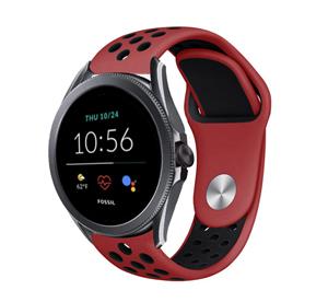 Strap-it Fossil Gen 5e - 44mm sport band (rood/zwart)