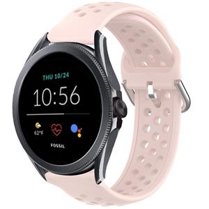 Strap-it Fossil Gen 5e - 44mm siliconen bandje met gaatjes (roze)