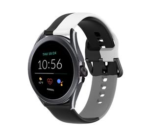 Strap-it Fossil Gen 5e - 44mm triple sport band (zwart-wit-grijs)