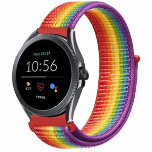 Strap-it Fossil Gen 5e - 44mm nylon band (regenboog)