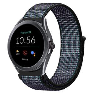 Strap-it Fossil Gen 5e - 44mm nylon band (zwart/blauw)