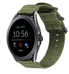 Strap-it Fossil Gen 5e - 44mm nylon gesp band (groen