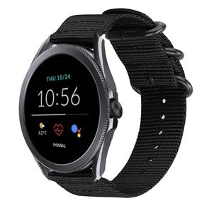 Strap-it Fossil Gen 5e - 44mm nylon gesp band (zwart)