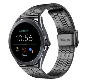 Strap-it Fossil Gen 5e - 44mm roestvrij stalen band (zwart)