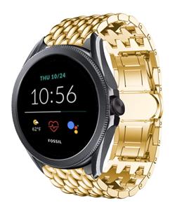 Strap-it Fossil Gen 5e - 44mm stalen draak band (goud)