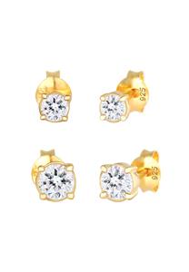 Elli Dames oorbellen set van 2 met kristallen in 925 Sterling Zilver