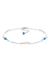 Elli, Fußschmuck Basic Strand Bead Kristalle 925 Silber in blau,  für Damen