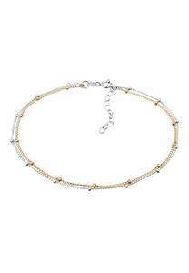 Elli, Fußschmuck Kugelkette Bi-Color Sommer Strand 925 Silber in bunt,  für Damen