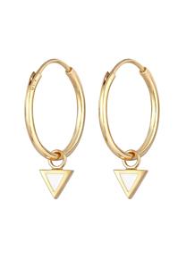 Elli Dames Creolen Hanger Driehoek Emaille in 925 Sterling Zilver Verguld